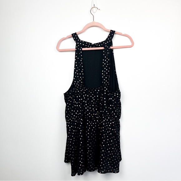Ricki’s Black Sleeveless Blouse with Rose Gold Pink Polka Dots & High Neck - Picture 7 of 9